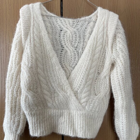 SEZANE Brune Jumper Ecru Backless Reversible Sweater - Picture 5 of 7